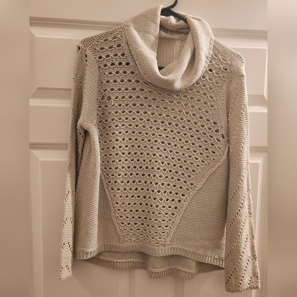 RD Style Cream Cowl Neck Chunky Crochet Sweater - Picture 6 of 7